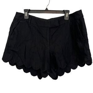 J by J Crew Linen Cotton Scalloped Hem 4" L2142 Black Womens Shorts sz 14